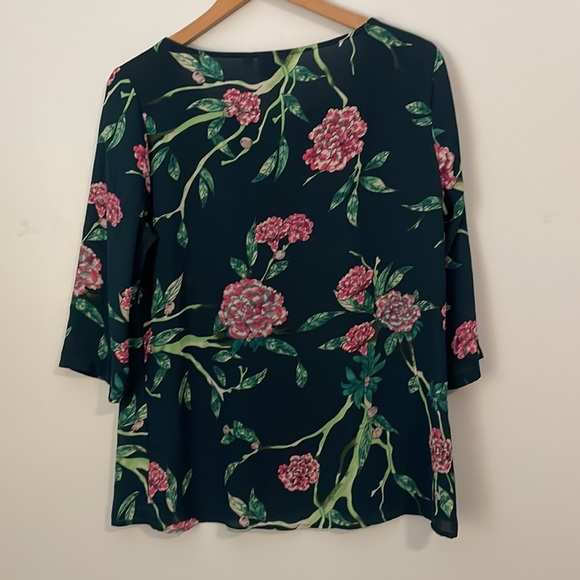 Anthropologie HD In Paris Floral Semi Sheer Eira Top Size 10 - Picture 5 of 8